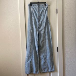 Zara Sleeveless Denim Wide-leg Jumpsuit - Medium